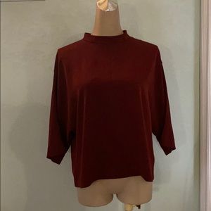 Uniqlo Mock Neck Wide 3/4 Sleeve Top